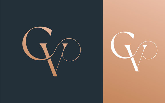 Initial letter CV VC logo design vector illustration for couple, wedding, and business