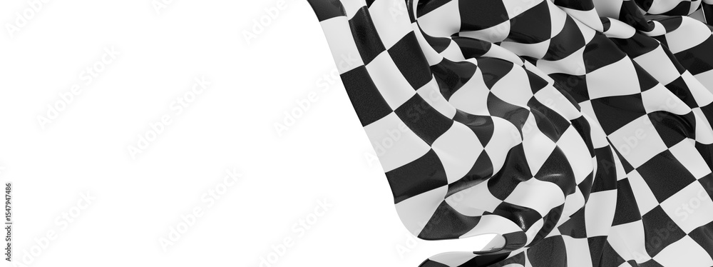 Poster High-quality image of a checkered flag fabric, perfect for racing or competition themes.  Use as a background or design element.
