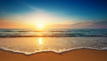 blur sunrise horizon cool sea background on horizon tropical sandy beach relaxing outdoors vacation