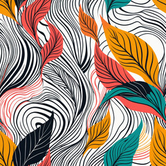 Abstract seamless pattern with leaves