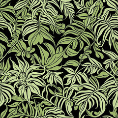Fototapeta premium Fern green Leaf camouflage pattern seamless