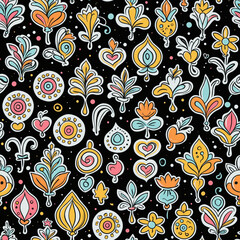 Fototapeta premium Rococo Fun colorful line seamless pattern
