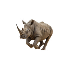 Obraz premium Majestic White Rhinoceros in Mid-Stride, Isolated on Transparent Background