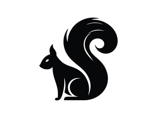 Abstract black squirrel logo with fluid curves and modern silhouette. Great for eco-friendly branding or animal-related businesses.