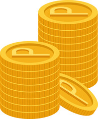 포인트 코인 여러 더미로 쌓인 아이콘