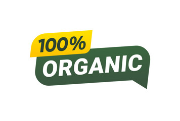 100% Organic Food Banner Label Vector Design