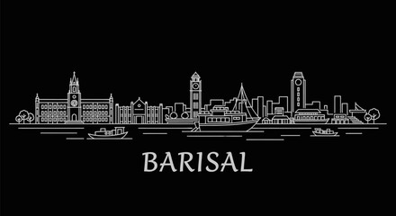 Barisal Skyline Minimalist Cityscape with Bangladesh.