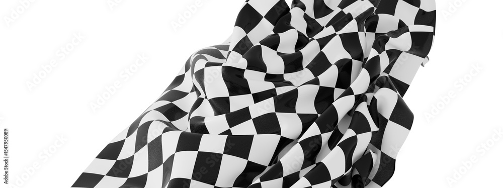 Poster High-resolution image of a checkered flag dramatically draped, ideal for race-themed designs and backgrounds.