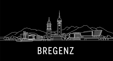 Fototapeta premium Bregenz skyline with Austria Minimalist line art.