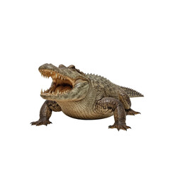 Obraz premium American Alligator with Open Jaws, Close-Up Studio Shot on White Background