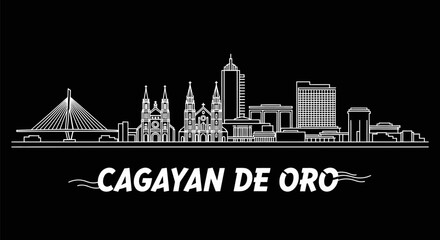 Cagayan de Oro Skyline with Philippines, and Outline.