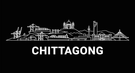 Fototapeta premium Chittagong Skyline with Bangladesh, Cityscape, and Vector.
