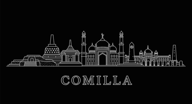 Comilla skyline with Bangladesh Vector Illustration.