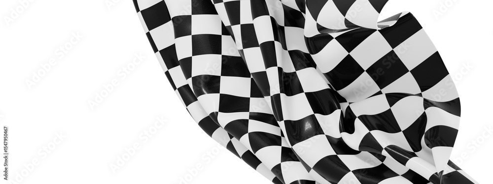 Poster high-resolution image of a black and white checkered flag fabric, ideal for racing or competition th