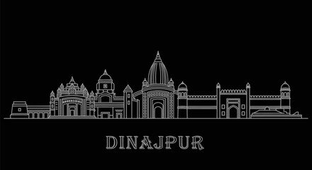 Obraz premium Dinajpur with Bangladesh City Skyline Vector.