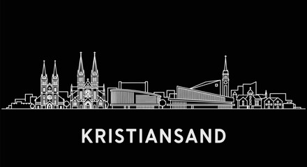 Kristiansand Skyline with Norway, Cityscape, and Landmark.