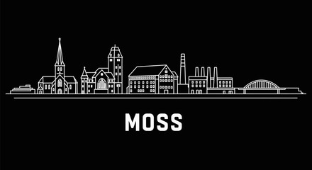 Obraz premium Moss Norway Skyline with Cityscape Silhouette, and Minimal.