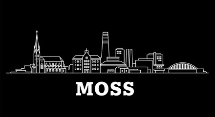 Moss with Norway Skyline Silhouette, Vector, and Cityscape.