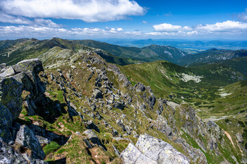 Summer landscape of the Low Tatras from the Mount Dumbier /2043 m asl/, Slovakia.