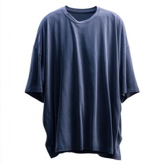 Blank Navy Blue T-Shirt Mockup on White Background