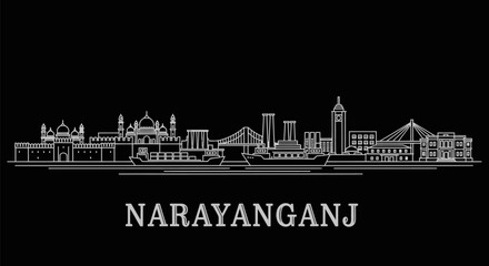 Naklejka premium Narayanganj Skyline Minimal Cityscape Vector.