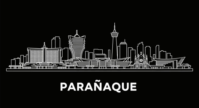 Paranaque Skyline Cityscape in black and white.