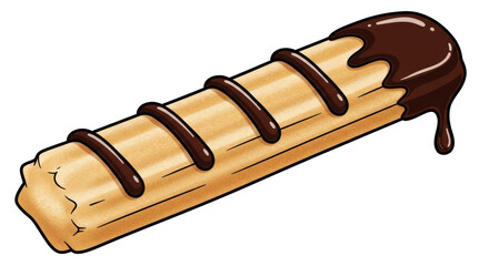 Isolated Churro with Chocolate