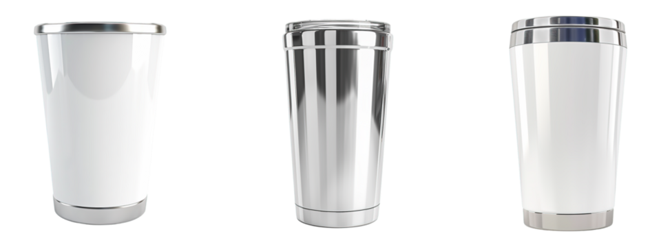 Blank Tumblers Set on Transparent Background