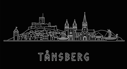 Fototapeta premium Tnsberg with Norway City Skyline Outline.