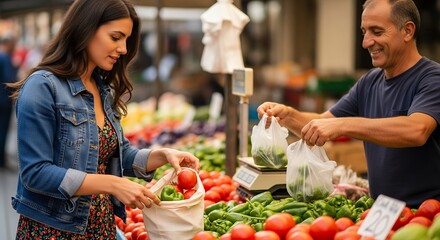 International Plastic Bag Free Day Market Shopping