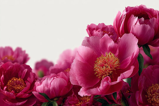 Bouquet of red peonies on a white background.