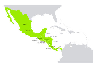 世界の地図より、中央アメリカの地図　(Map of central america.)
