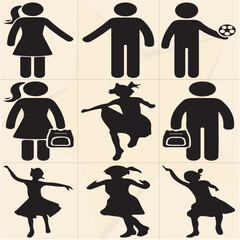 set 128 of silhouettes of people