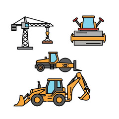 Construction machinery vehicles crane equipment isolated