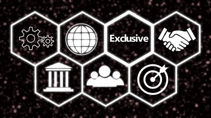 A Exclusive concept button on a futuristic ,beautiful abstract wave technology background, white flickering dots on technology background.