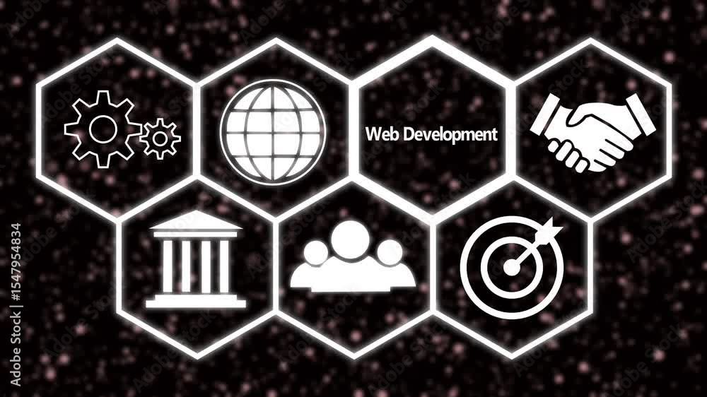 Poster a web development concept button on a futuristic ,beautiful abstract wave technology background, whi