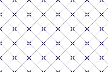 Fototapeta premium Seamless navy blue floral pattern on white background.