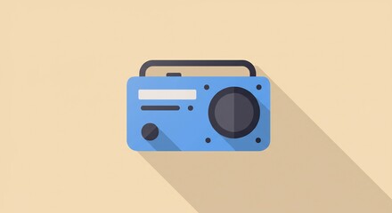 Fototapeta premium Blue Retro Radio Flat Design Illustration
