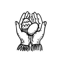 Hands Gently Holding Charming, Decorative Easter Eggs in a Cheerful and Festive Setting