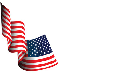 Obraz premium American flag waving, red and white stripes, blue stars, isolated, patriotic, design element, graphic, illustration, banner, background, template, corner, space,