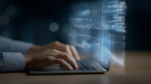 AI Agent Dashboard on Laptop with Neural Interface Charts