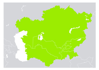Obraz premium 世界の地図より、中央アジアの地図 （Map of Central Asia.） 