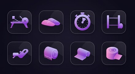 Fitness App Icons: Isometric Pixel Art Design
