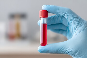 Patient Hand Holding Blood Sample in Clinical Setting for Analysis