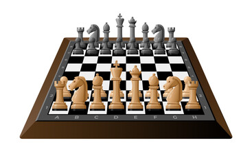 Black and white chess game pieces