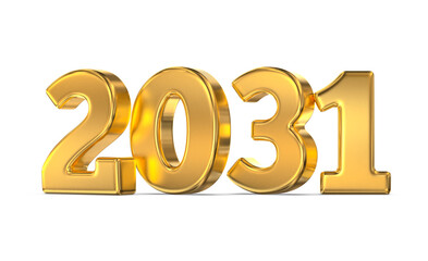 2031 Gold Number 3D Render