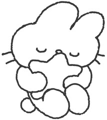 별을 안고 자는 토끼 캐릭터 라인 드로잉