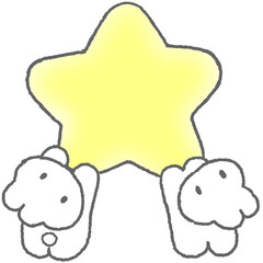 두 마리 토끼가 별을 들고 있는 귀여운 일러스트