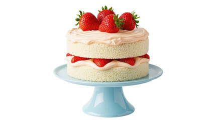Isolated Strawberry Cake on Stand