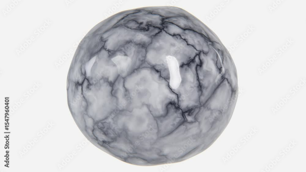 Aufkleber 3d horizontal loop animation grey marble sphere bubble white background wallpaper glossy smooth text